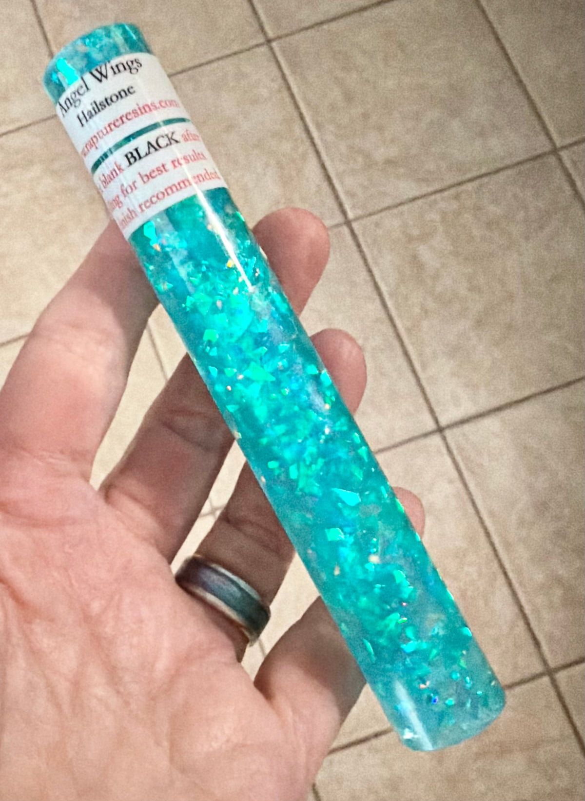 Reserved for Jo A - Rapture Teal Chunky Glitter Blank “Flipper” mini pen - 9/18/26