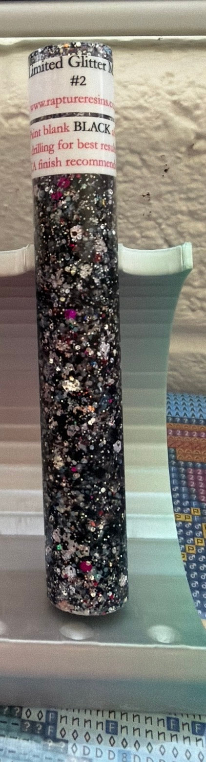 Reserved for Brianna K - Rapture Resin Black with silver neon Chunky Glitter Blank “Flipper” mini pen - 9/16/26