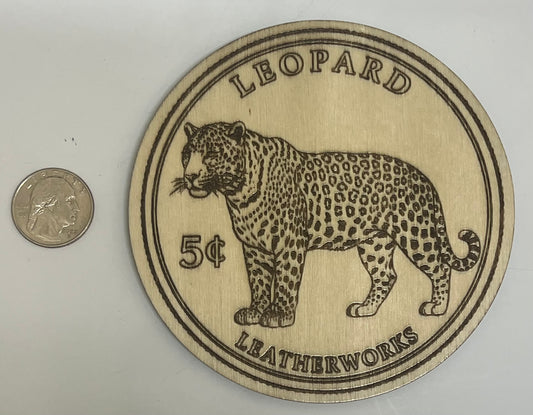 Leopard Leatherworks Wooden Nickel Coaster