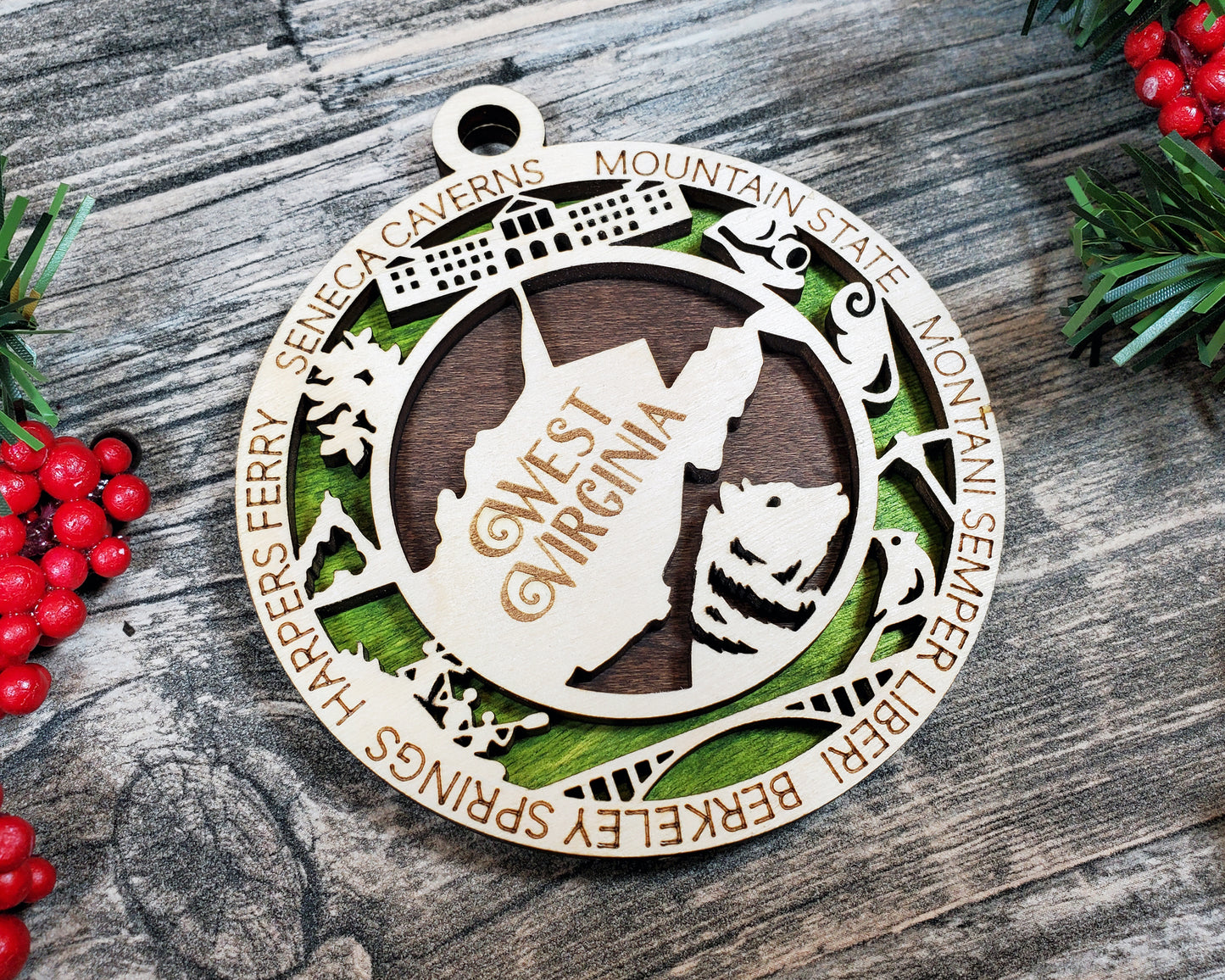 West Virginia Round Ornament - KJW