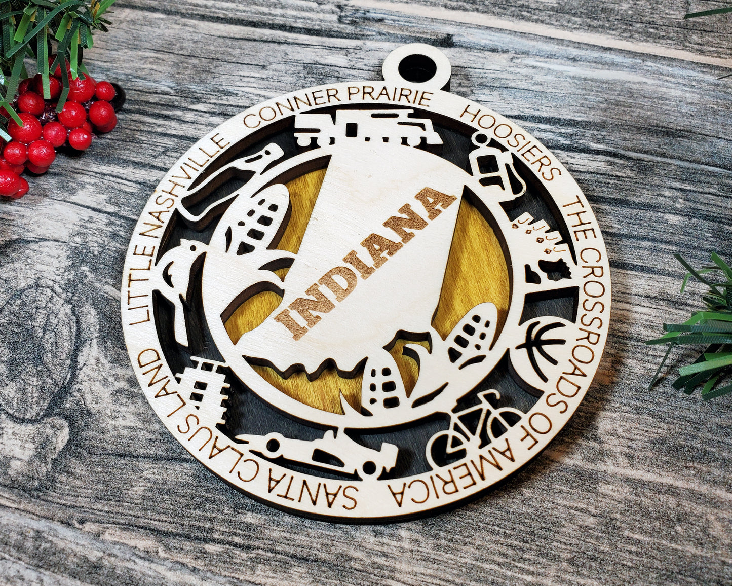 Indiana Round Ornament - KJW