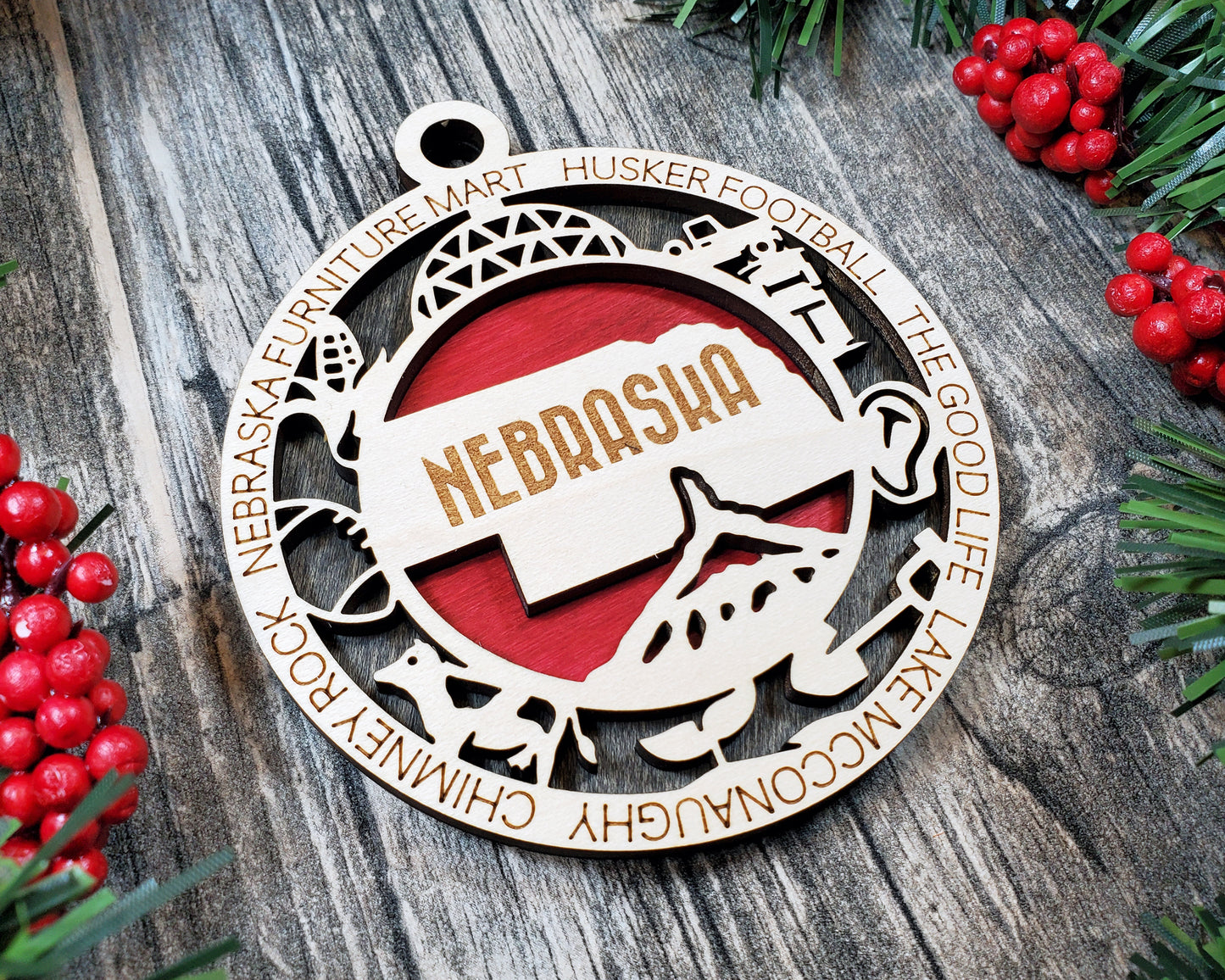 Nebraska Round Ornament - KJW
