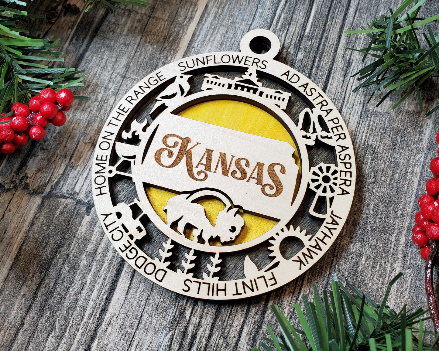 Kansas Round Ornament - KJW