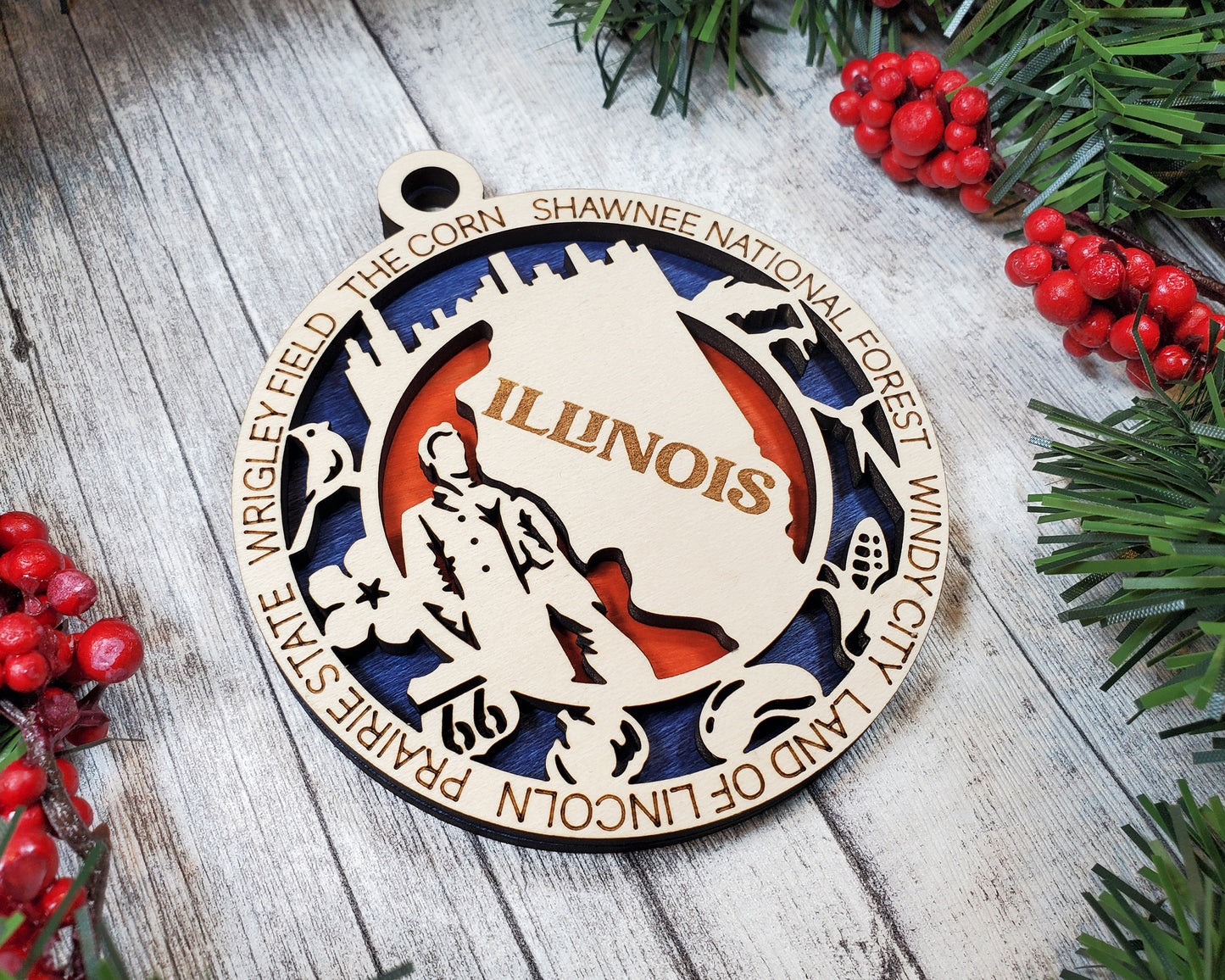 Illinois Round Ornament - KJW