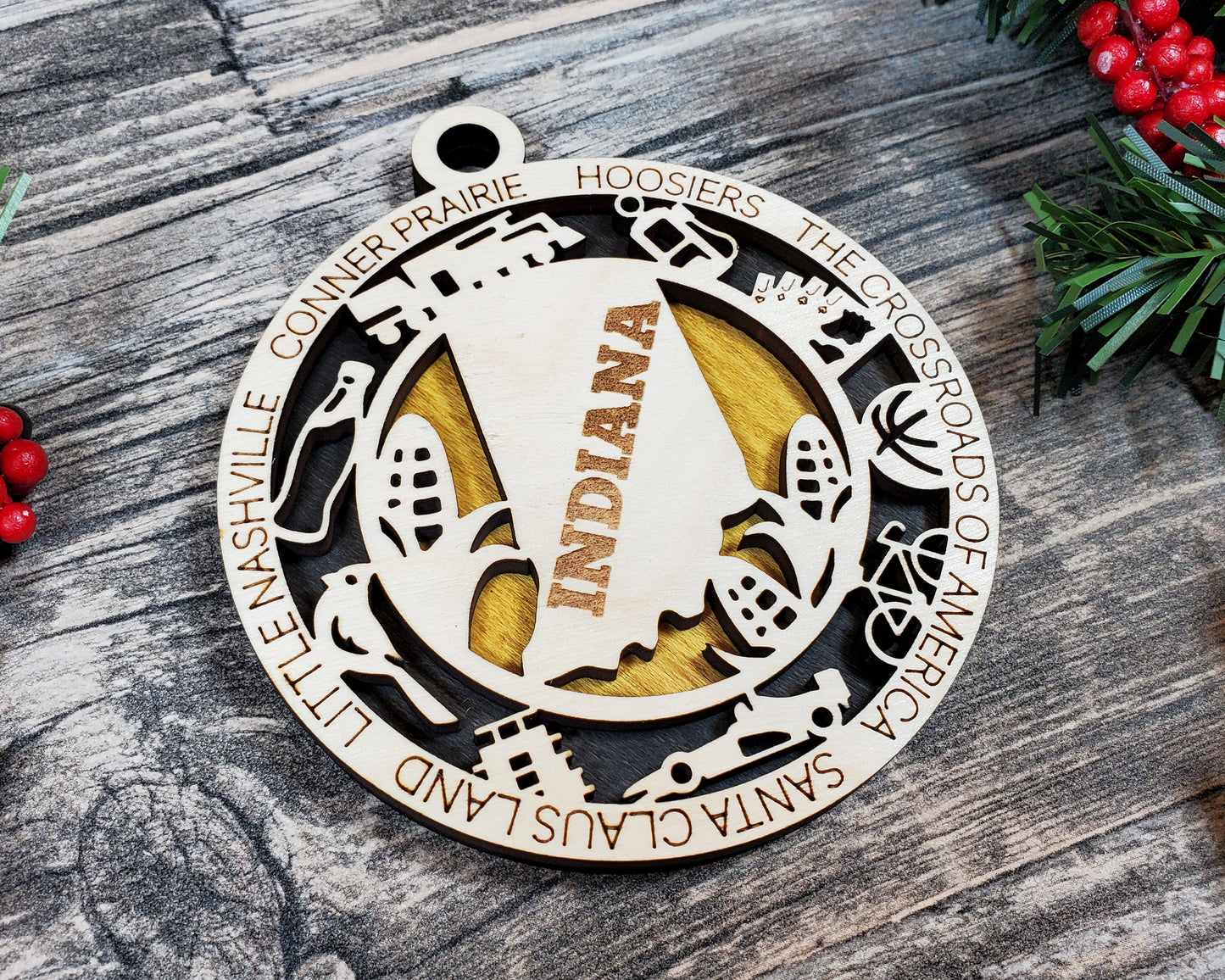 Indiana Round Ornament - KJW
