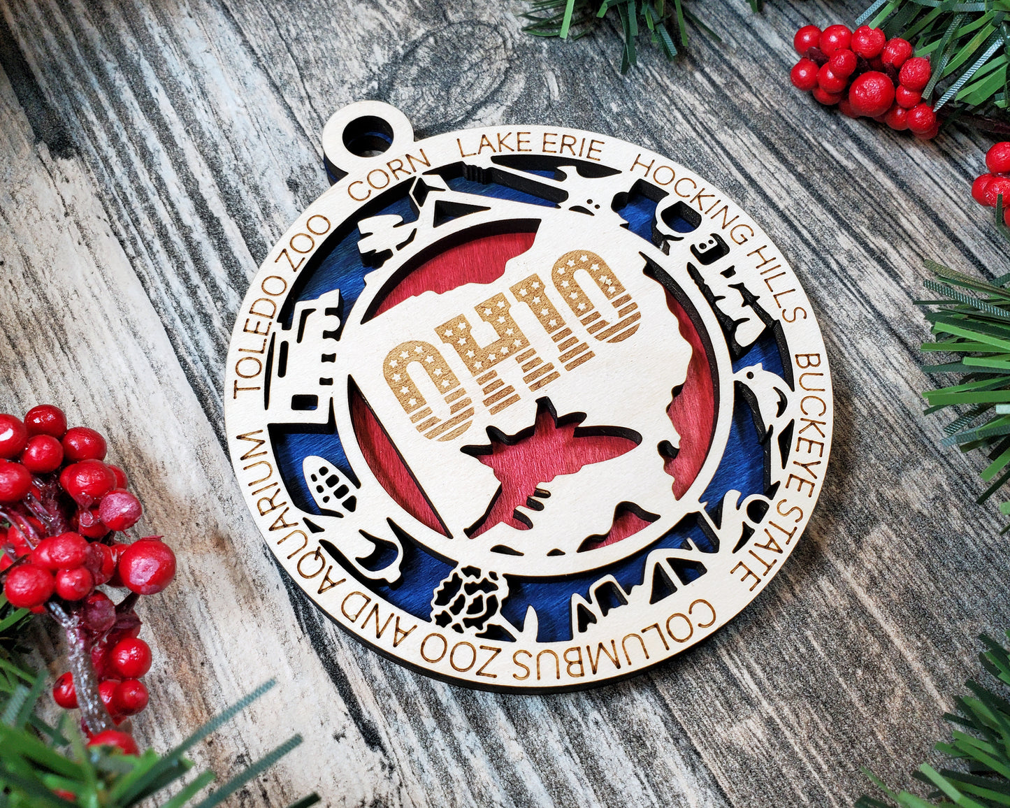 Ohio Round Ornament - KJW