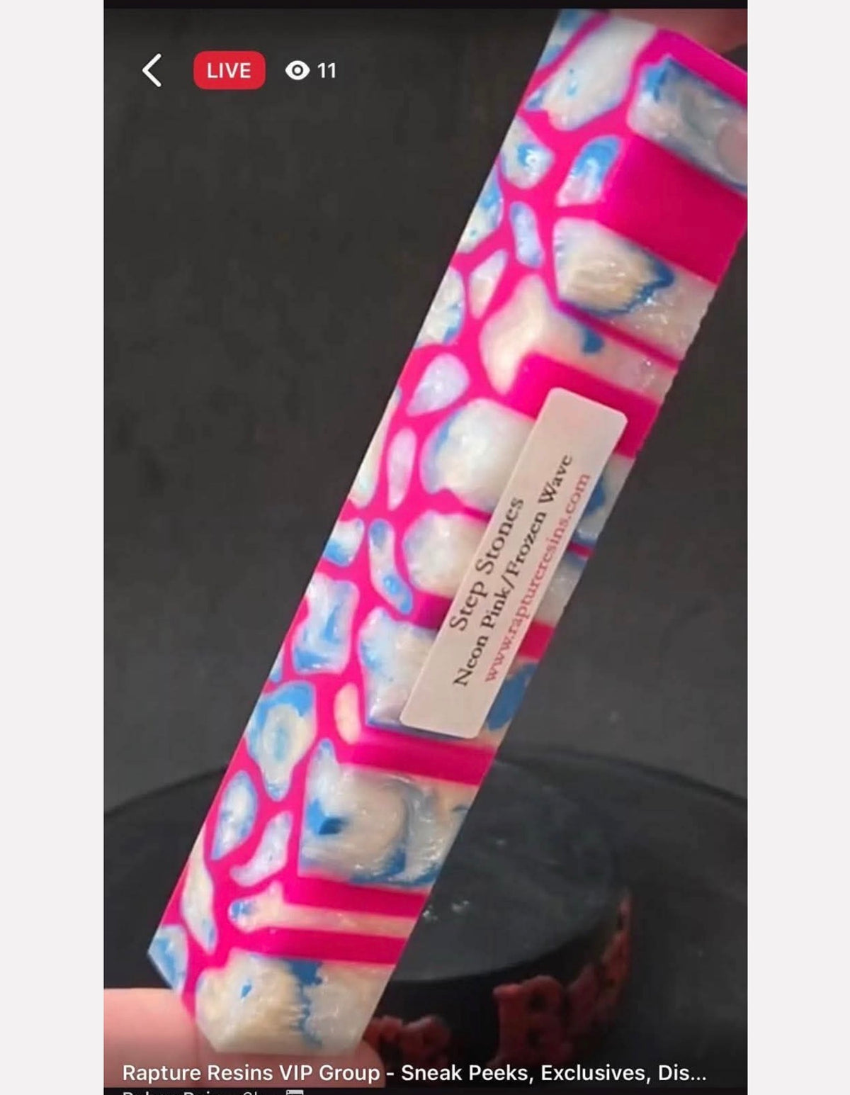 Reserved for Kris L - Rapture Resins Step Stones Neon Pink Frozenwave Blank & Blank Turning Service - LLW DP Pens - Special Pre-Order - 10/16/26