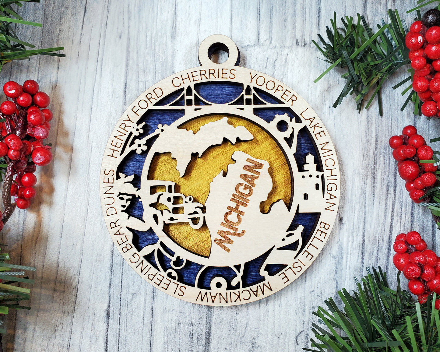 Michigan Round Ornament - KJW