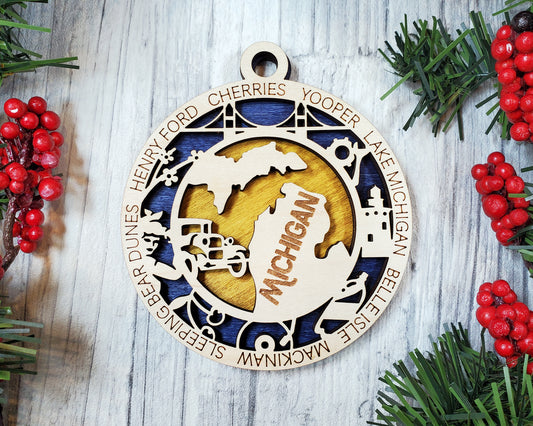 Michigan Round Ornament - KJW