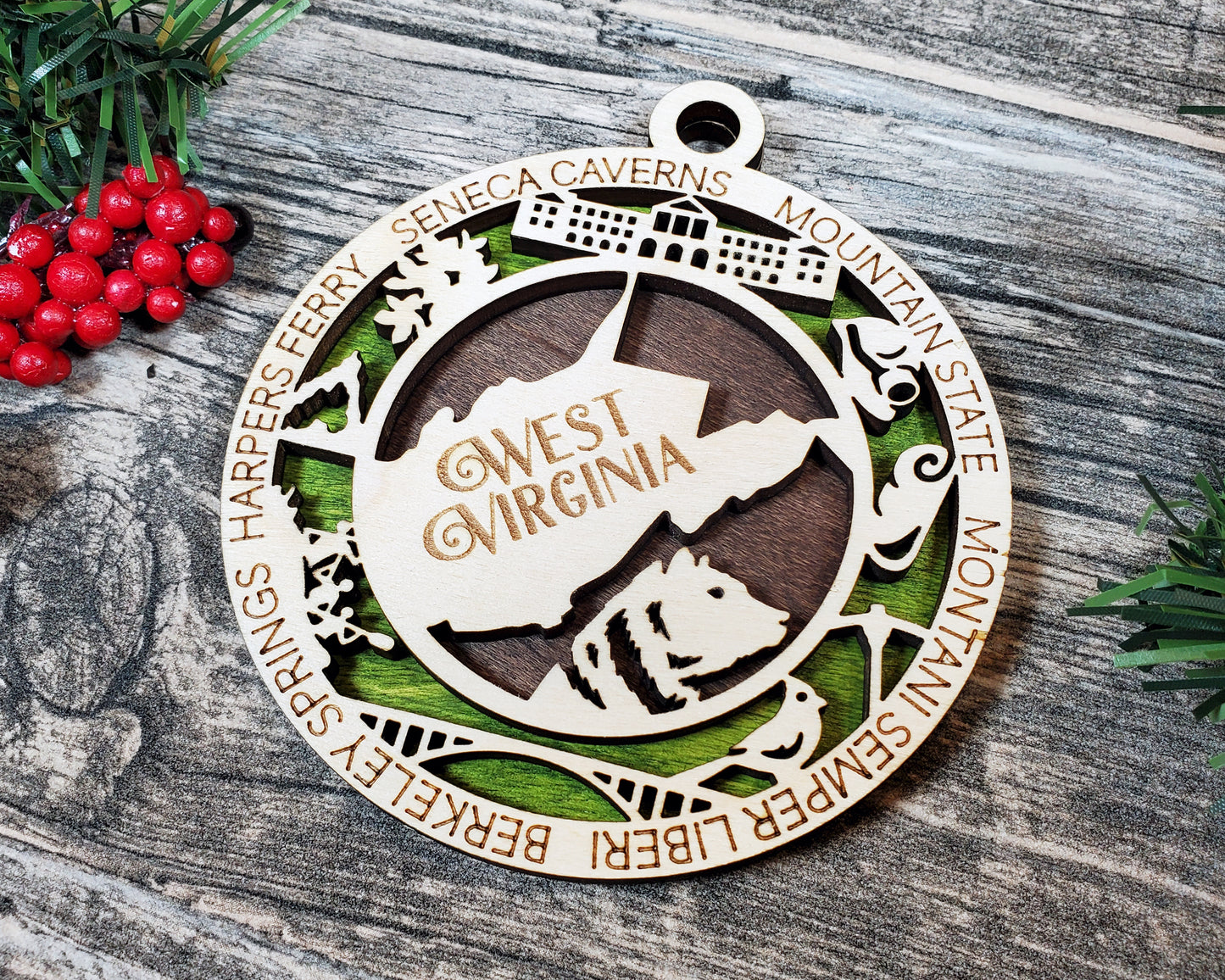 West Virginia Round Ornament - KJW