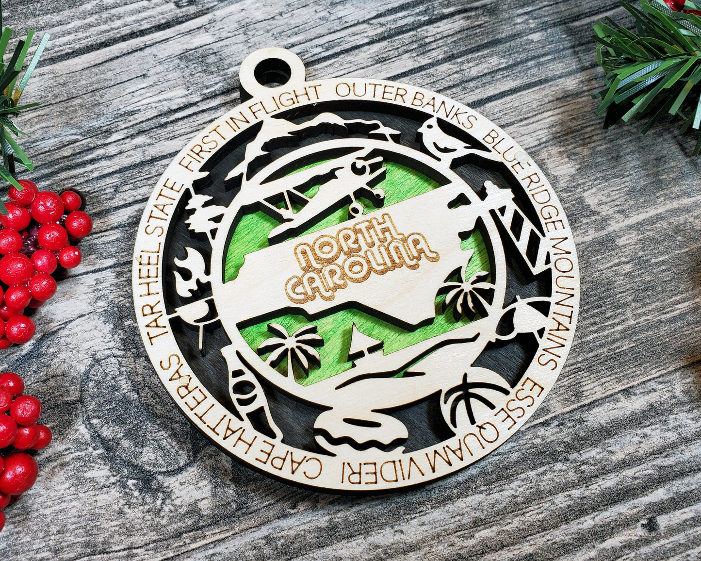 North Carolina Round Ornament - KJW