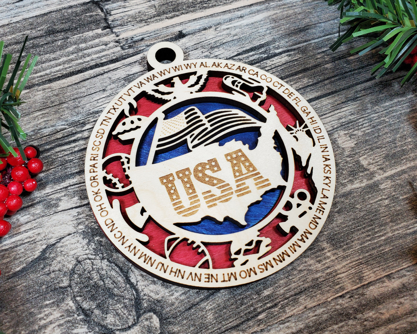 USA Round Ornament - KJW