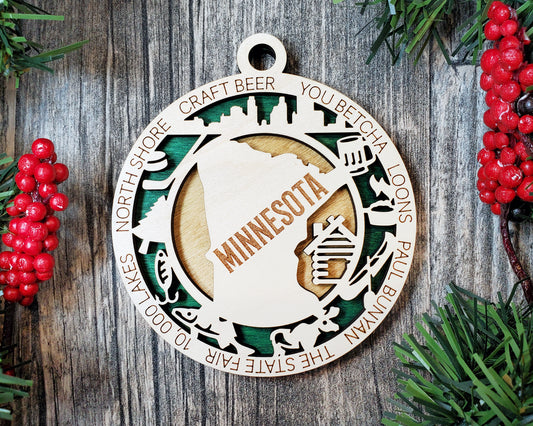 Minnesota Round Ornament - KJW
