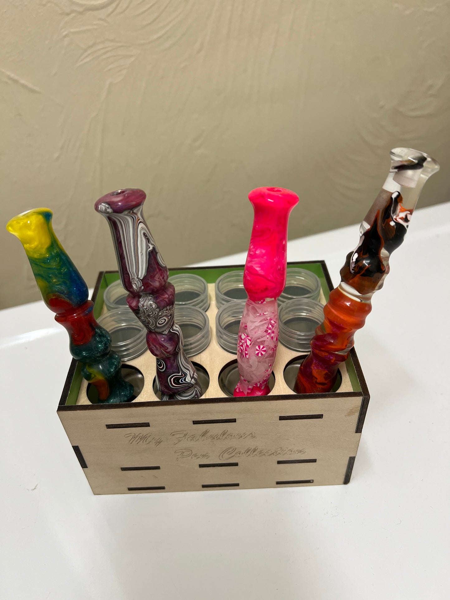 Round drill container/ pen holder accessory wooden box holder - with/without personalization - boxp