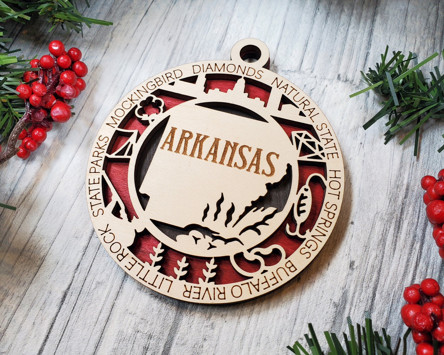 Arkansas Round Ornament - KJW