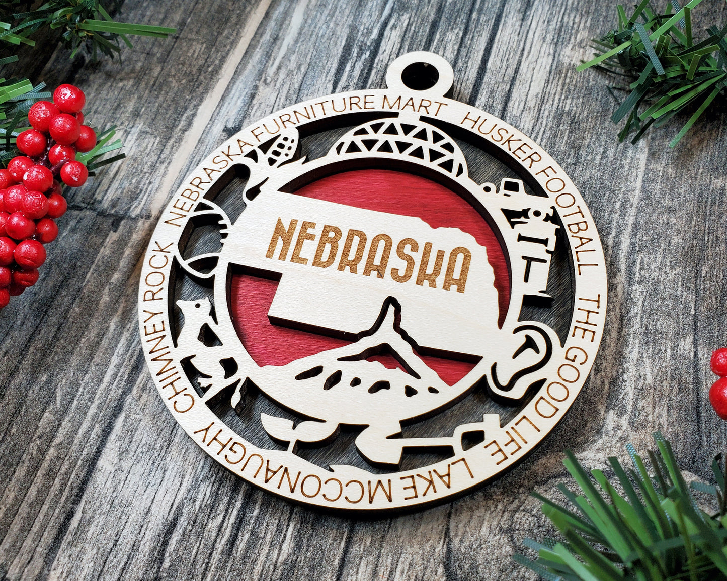 Nebraska Round Ornament - KJW
