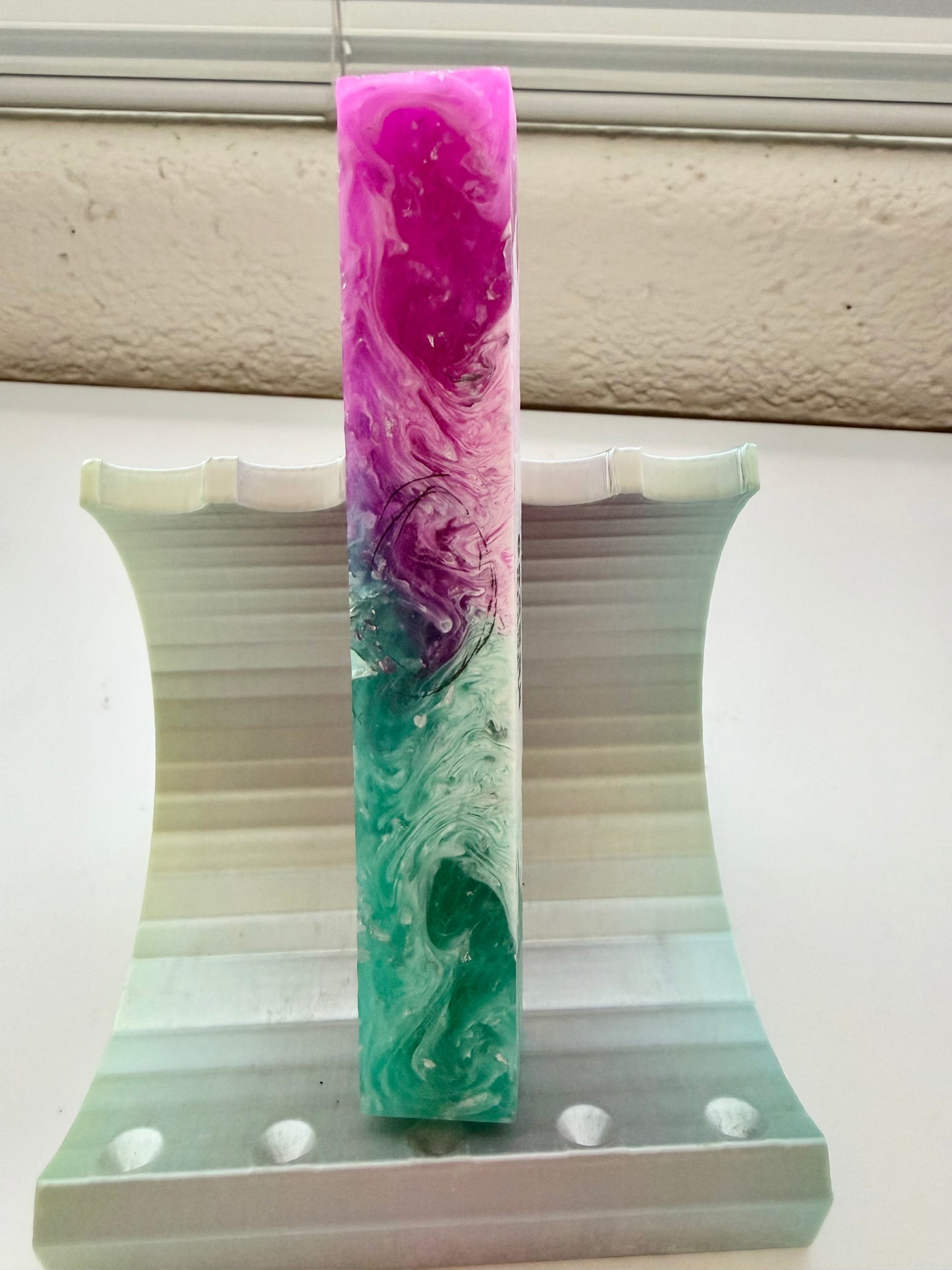 Reserved for Carol R - Blank & Blank Turning Service - LLW Cocoon “Teal Hot Pink White Silver Flakes” DP Pen- 8/25/26
