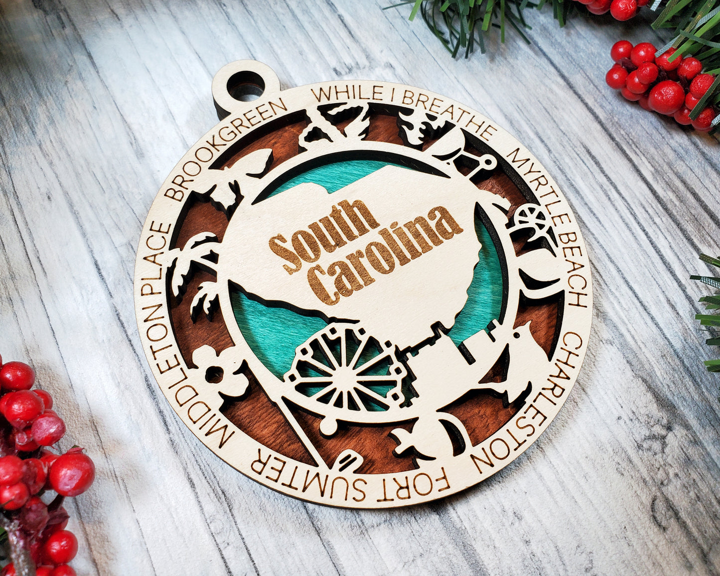 South Carolina Round Ornament - KJW