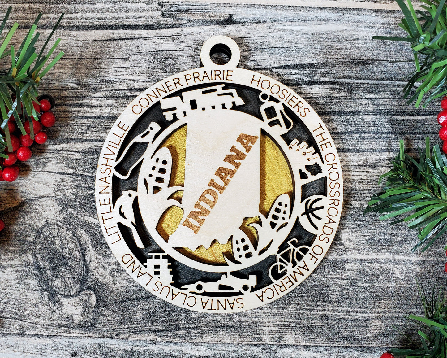 Indiana Round Ornament - KJW