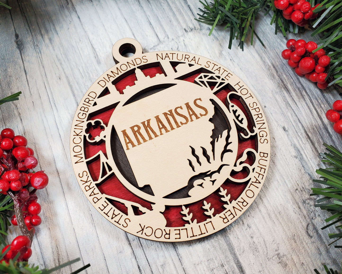 Arkansas Round Ornament - KJW