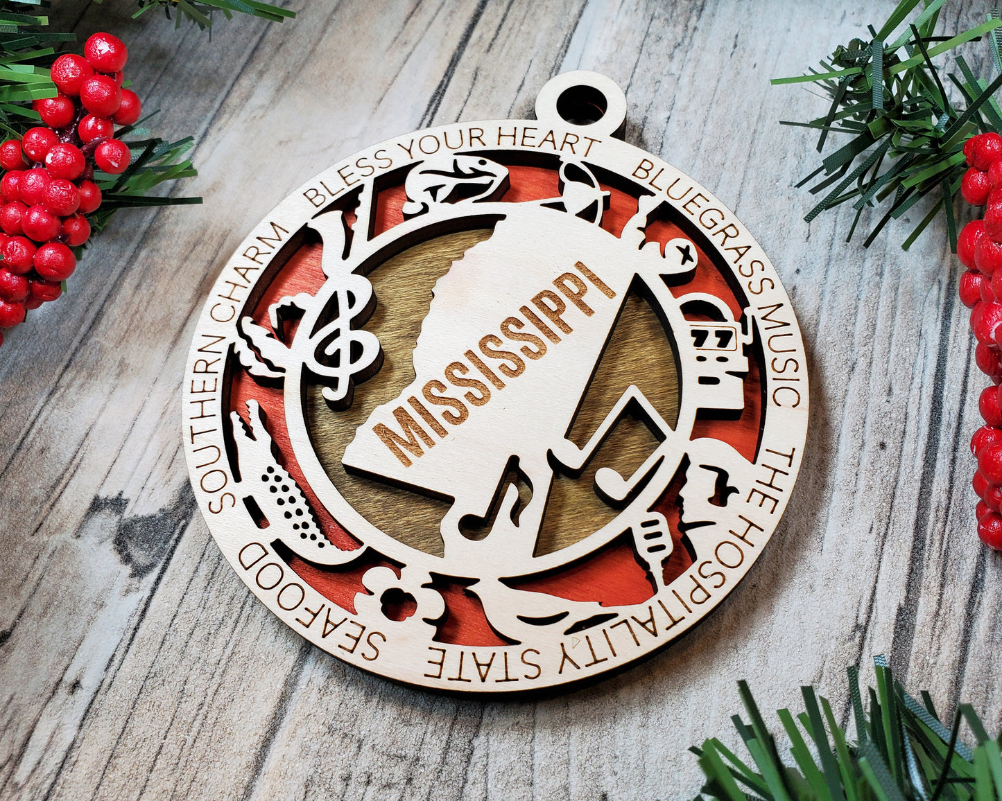 Mississippi Round Ornament - KJW