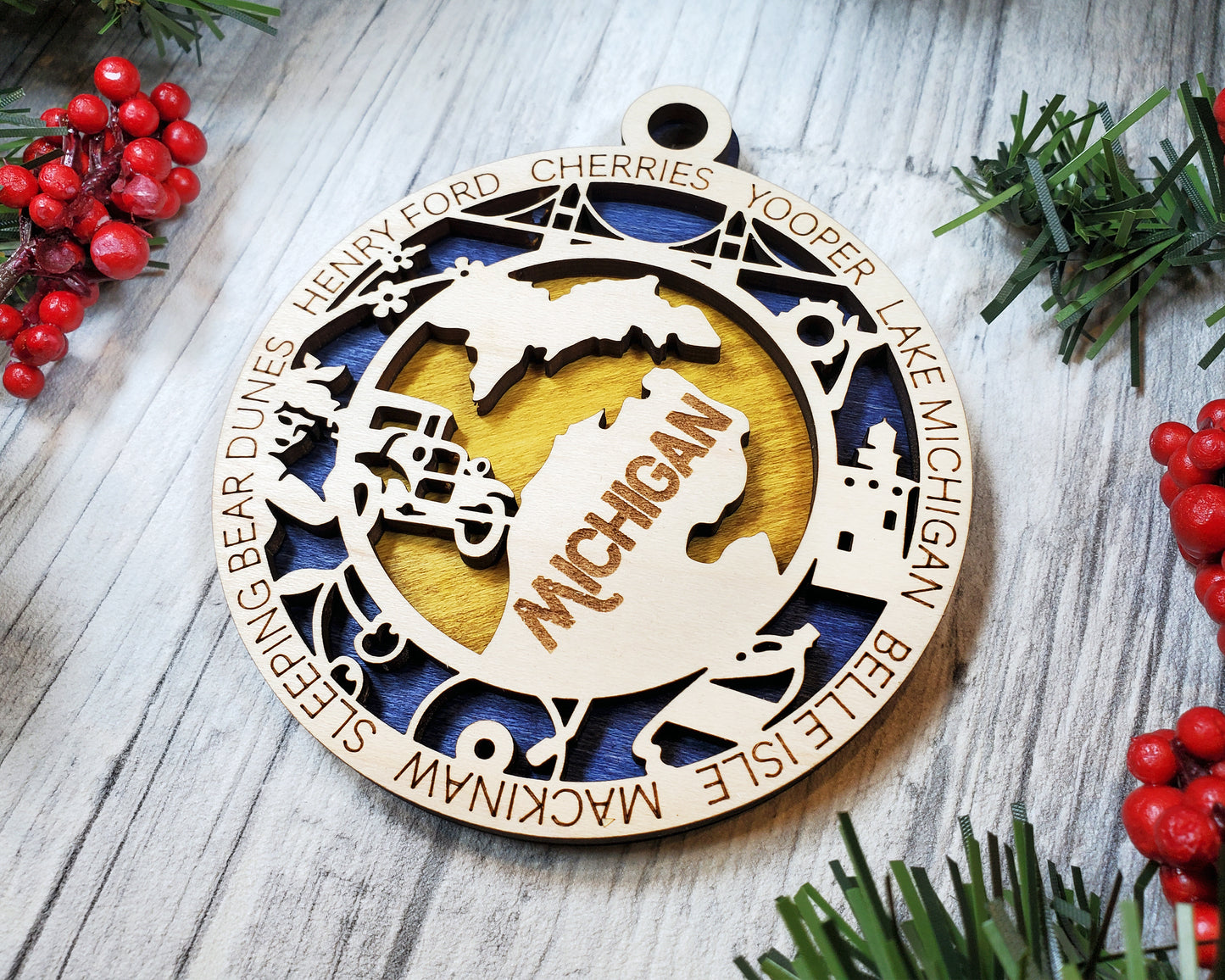 Michigan Round Ornament - KJW