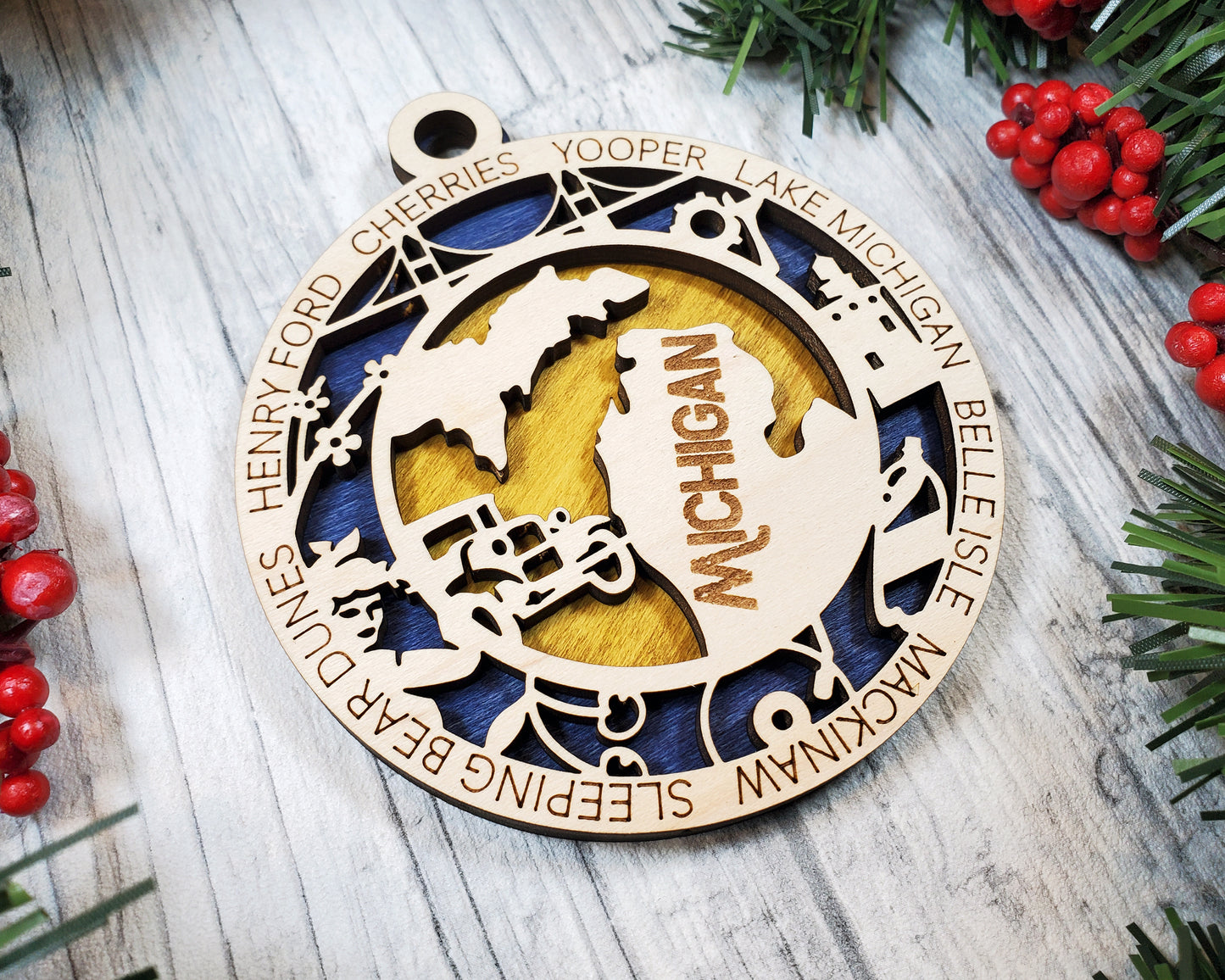 Michigan Round Ornament - KJW
