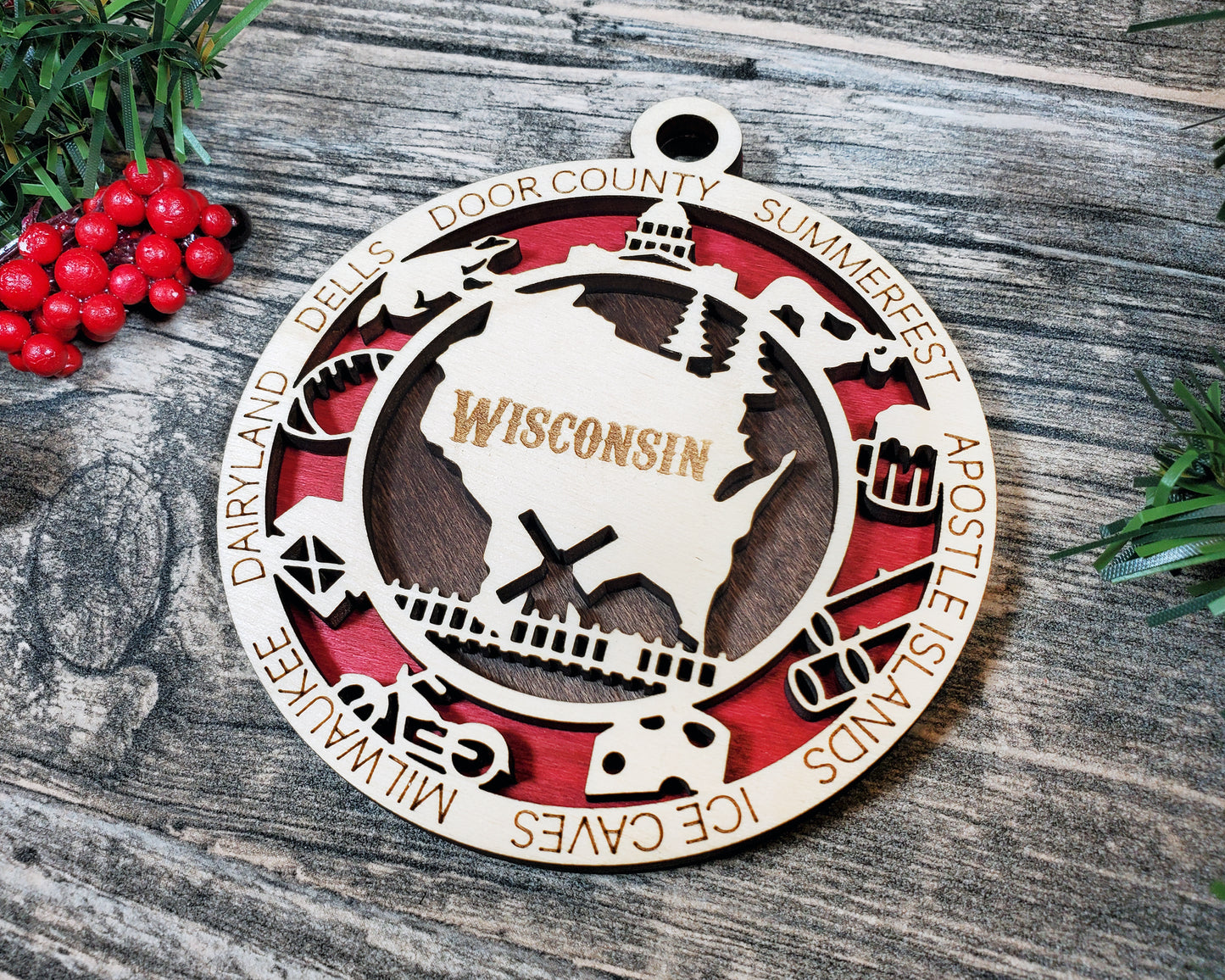 Wisconsin Round Ornament - KJW