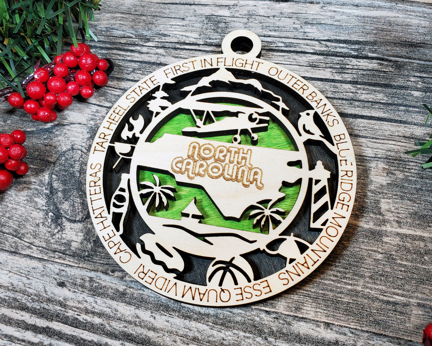North Carolina Round Ornament - KJW