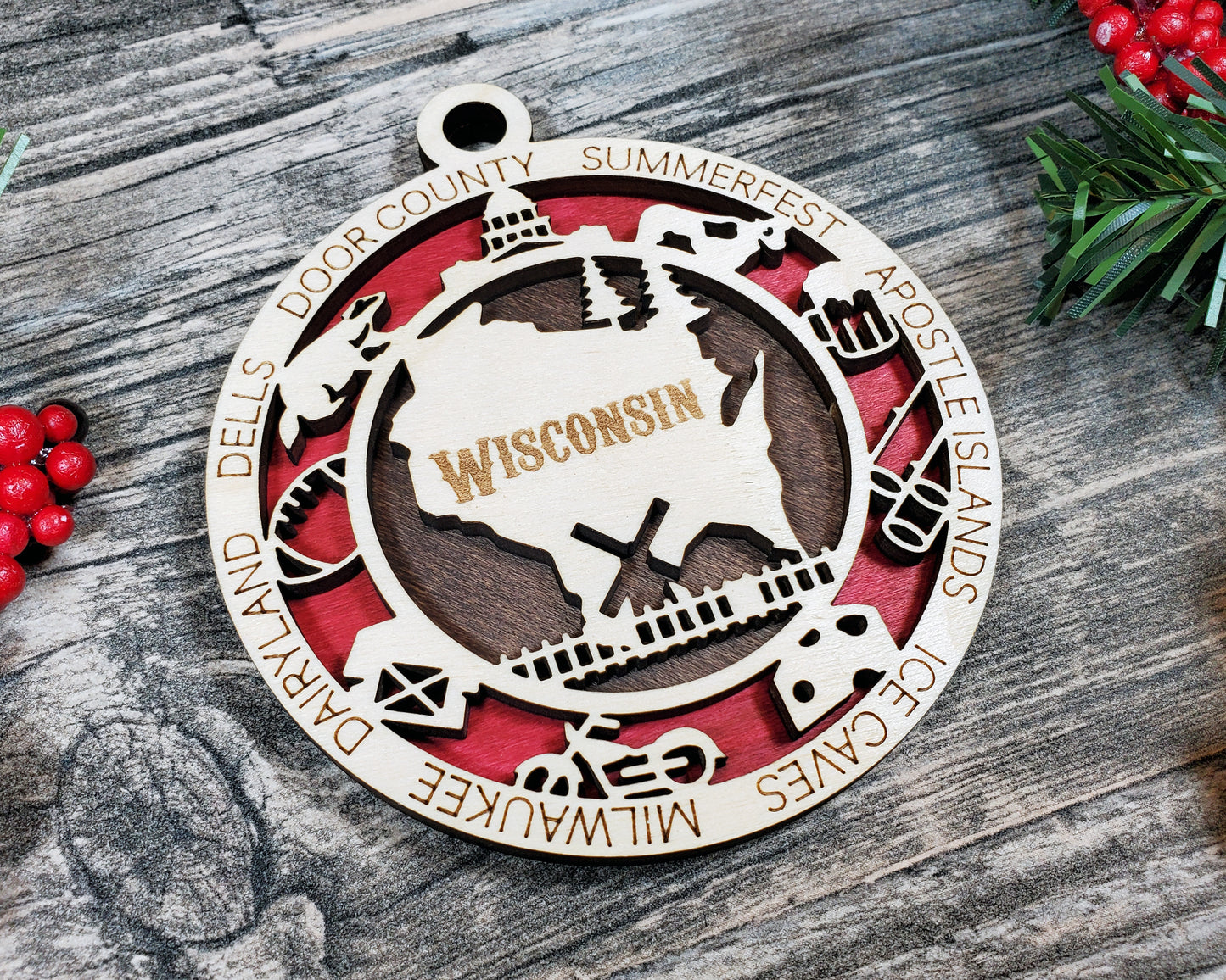 Wisconsin Round Ornament - KJW