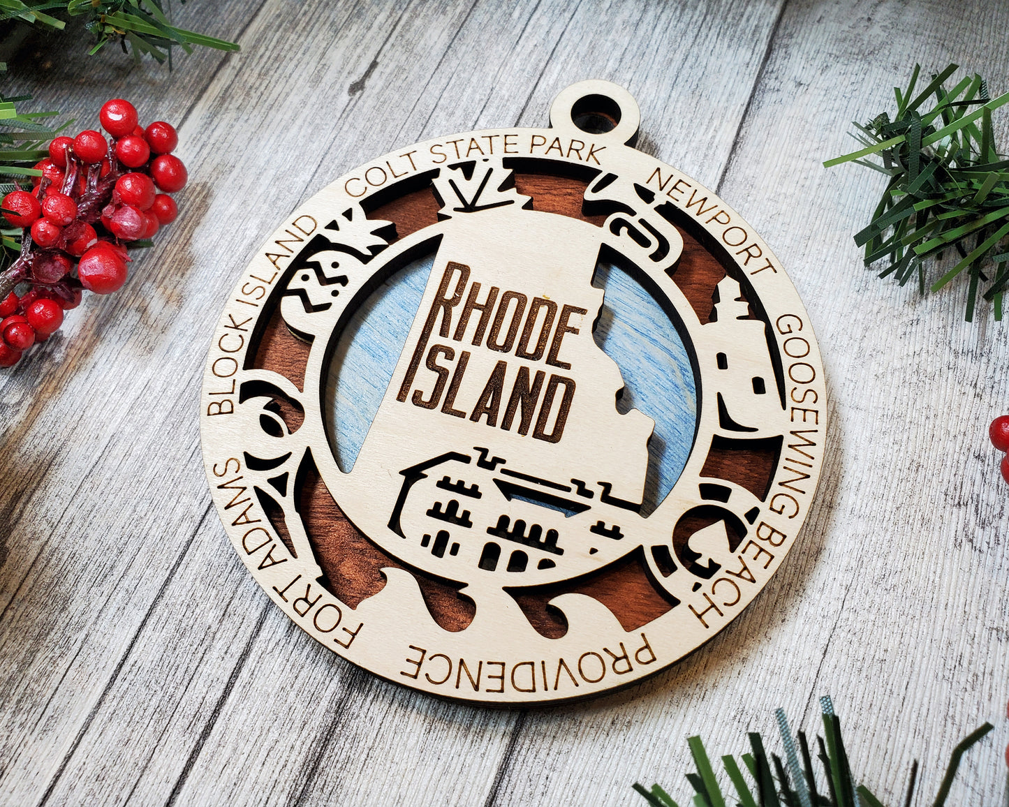 Rhode Island Round Ornament - KJW