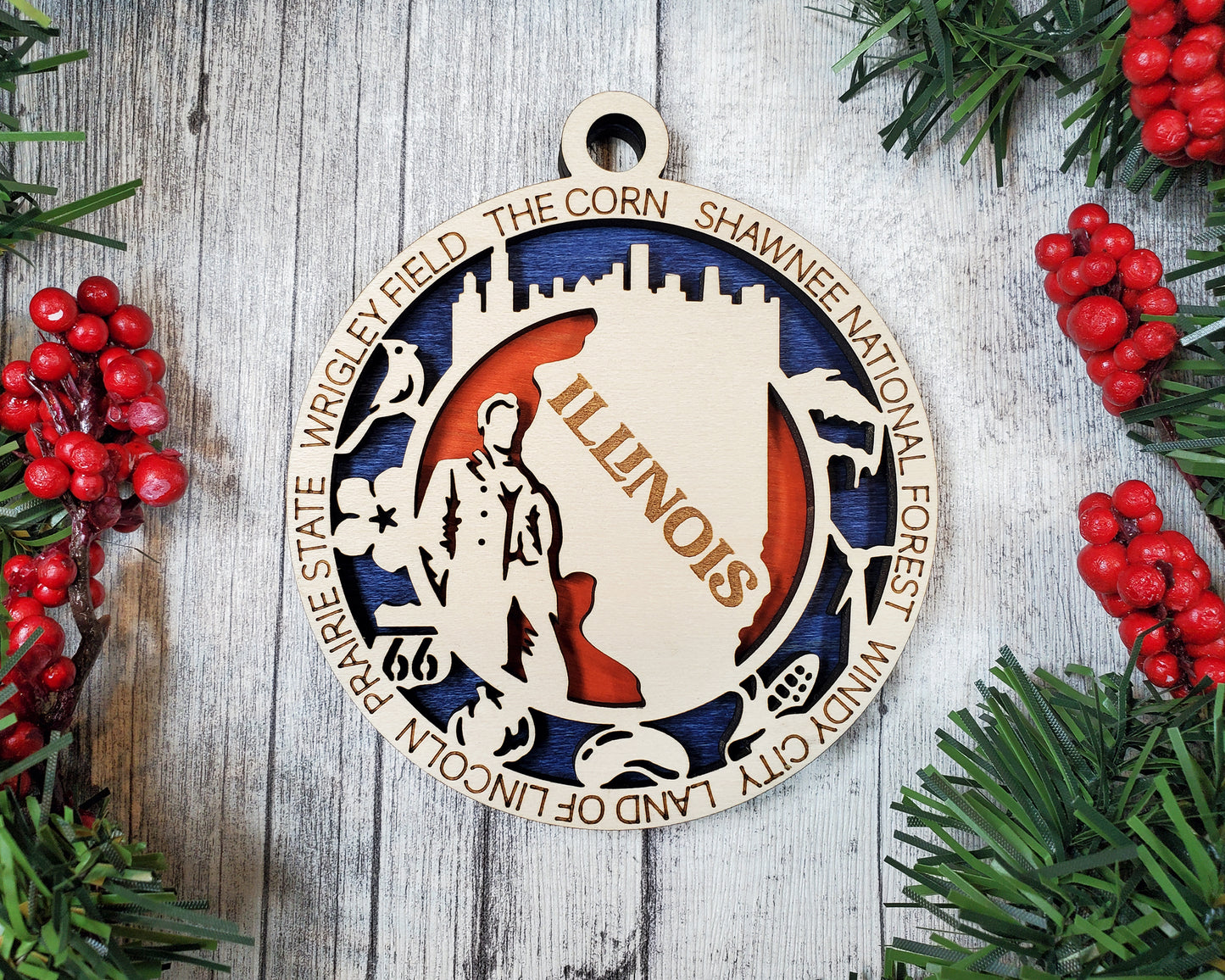 Illinois Round Ornament - KJW