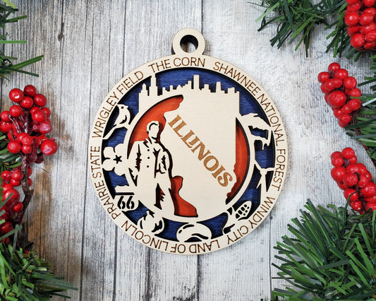 Illinois Round Ornament - KJW