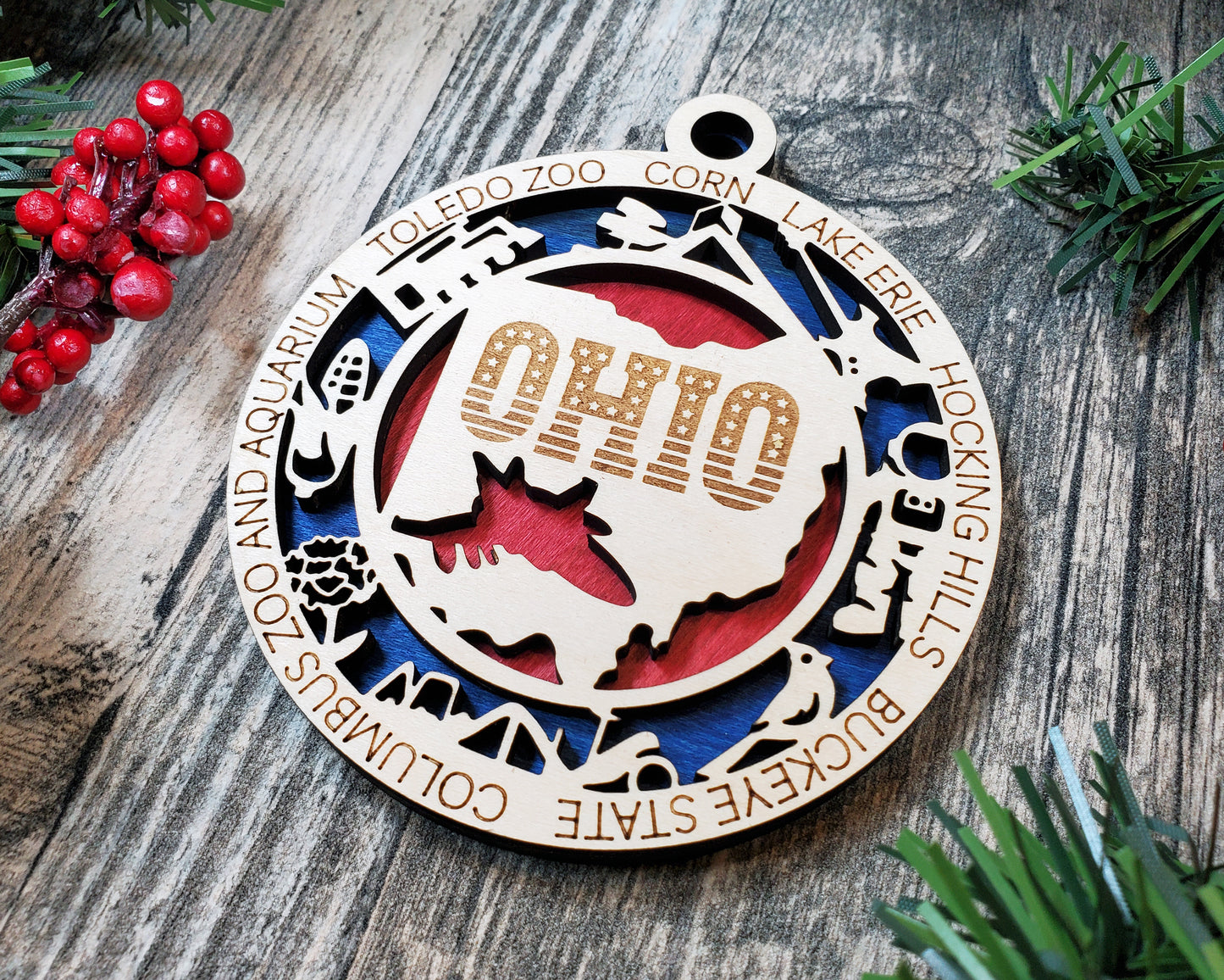 Ohio Round Ornament - KJW