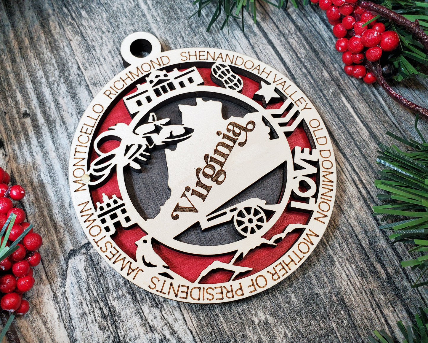 Virginia Round Ornament - KJW