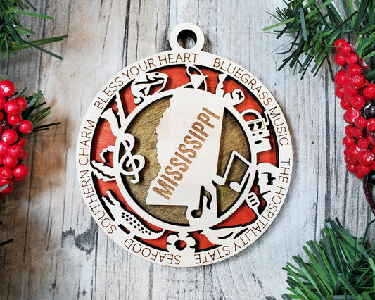 Mississippi Round Ornament - KJW