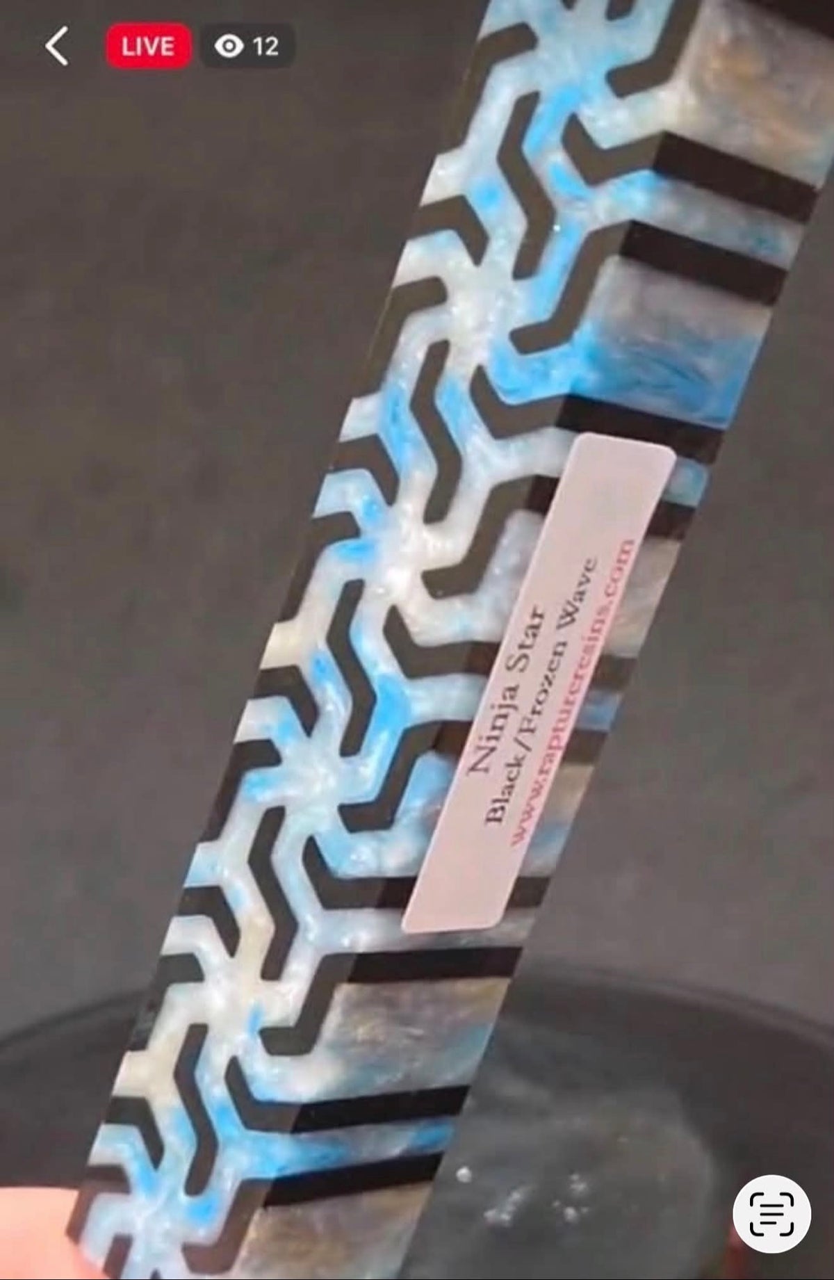 Reserved for Jessica R - Rapture Resins Ninja Star Black/Frozen Wave Blank & Blank Turning Service - LLW DP Pens - Special Order - 10/6/26