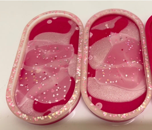 Hot Pink White Glitter Trinket Tray - Destash Clearance