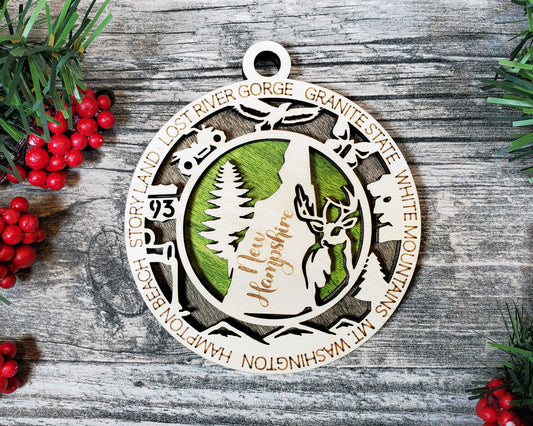 New Hampshire Round Ornament - KJW