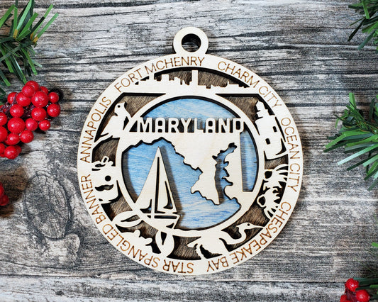 Maryland Round Ornament - KJW
