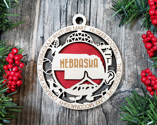 Nebraska Round Ornament - KJW